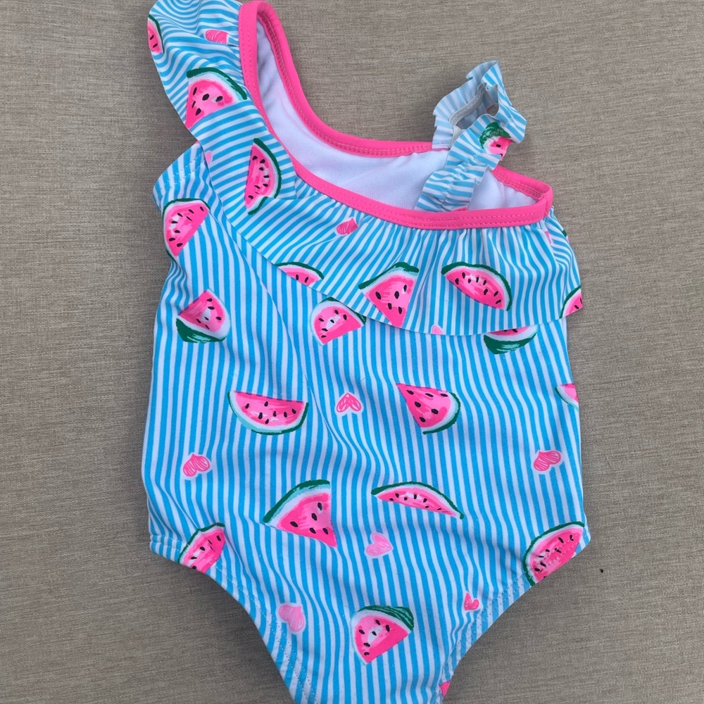 Wonder Nation Blue and Pink One Piece Flamingo Swimsuit